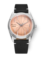 Reloj Nivada Grenchen plata de hombre con correa de cuero Antarctic Spider 32050A17 38MM Automatic