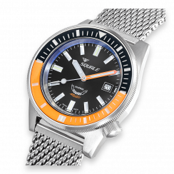 Men's silver Squale watch with steel strap Matic Satin Orange Mesh - Silver 44MM Automatic
