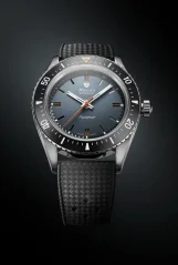 Men's silver Nivada Grenchen watch with rubber strap Aquamar Grey 32077A01 38MM Automatic