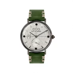 Men's silver Out Of Order Watch with leather strap Firefly 41 Green 41MM