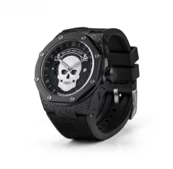Czarny zegarek męski Nsquare ze skórzanym paskiem The Magician Black 46MM Automatic