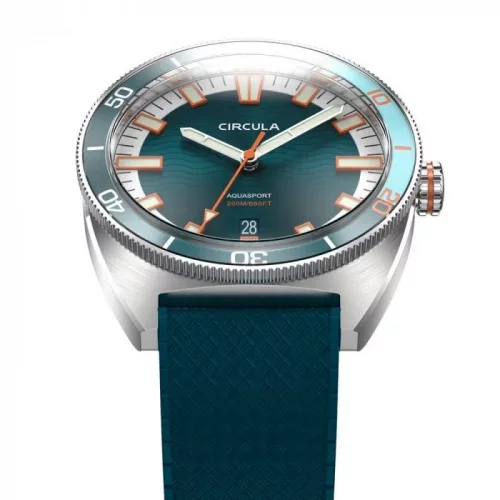 Orologio da uomo Circula Watches in colore argento con cinturino in caucciù AquaSport II - Blue 40MM Automatic
