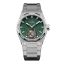 Stříbrné pánské hodinky Aisiondesign Watches s ocelovým páskem Tourbillon Hexagonal Pyramid Seamless Dial - Green 41MM