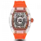 Srebrny zegarek męski Ralph Christian z gumką The Ghost - Neon Orange Automatic 43MM