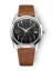 Men's silver Nivada Grenchen watch with leather strap Antarctic Spider 35011M14 35M