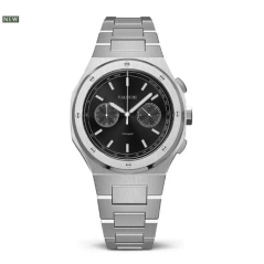 Herrenuhr aus Silber Valuchi Watches mit Stahlband Chronograph - Silver Black 40MM