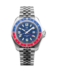 Men's silver Momentum Watch with steel strap Sea Quartz GMT Pepsi - Stainless Steel 42MM