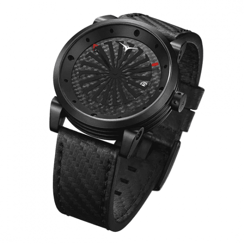 Montre homme Zinvo Watches noire avec ceinture en cuir véritable Blade Venom - Black 44MM