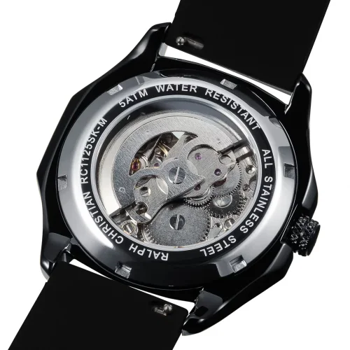 Černé pánské hodinky Ralph Christian s gumovým páskem The Avalon - Black Automatic 42MM