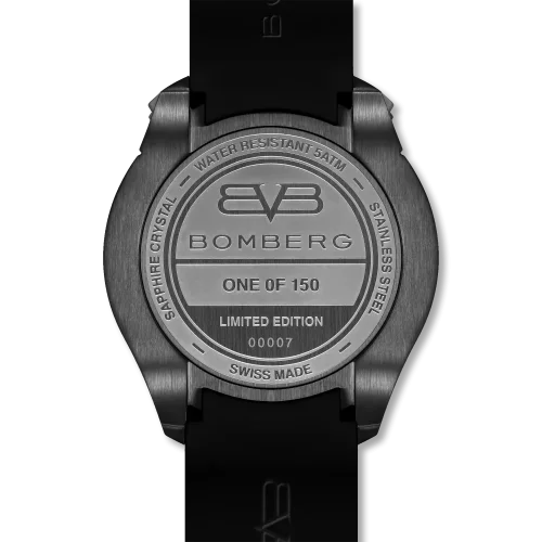 Čierne pánske hodinky Bomberg Watches s gumovým pásikom SUGAR SKULL ORANGE 45MM
