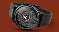 Men's black Undone Watch with leather strap Zen Cartograph Black 40MM