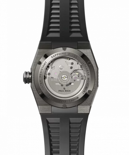 Relógio Paul Rich prata para homens com pulseira de borracha Aquacarbon Pro Forged Grey - Sunray 43MM Automatic