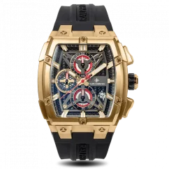 Goldene Herrenuhr Ralph Christian mit Gummiband The Polaris Chrono - Gold / Obsidian Black 42,5MM