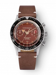 Męski srebrny zegarek Nivada Grenchen ze skórzanym paskiem Broad Arrow Tropical dial 85007M14 38MM Manual