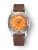 Men's silver Nivada Grenchen watch with leather strap Orange Depthmaster 14127A14 39MM Automatic