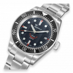 Strieborné pánske hodinky Squale s oceľovým pásikom 1545 Black Bracelet - Silver 40MM Automatic