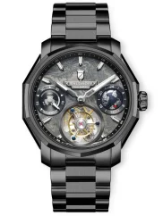 Relógio Waldhoff bracelete de aço preto para homem Continental Black 41MM Automatic