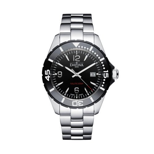 Męski srebrny zegarek Davosa ze stalowym paskiem Nautic Star - Silver/White 43,5MM