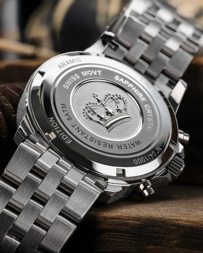 Stříbrné pánské hodinky Louis XVI s ocelovým páskem Frosted Aramis 2.0 With Diamonds - 3623 Silver 43MM