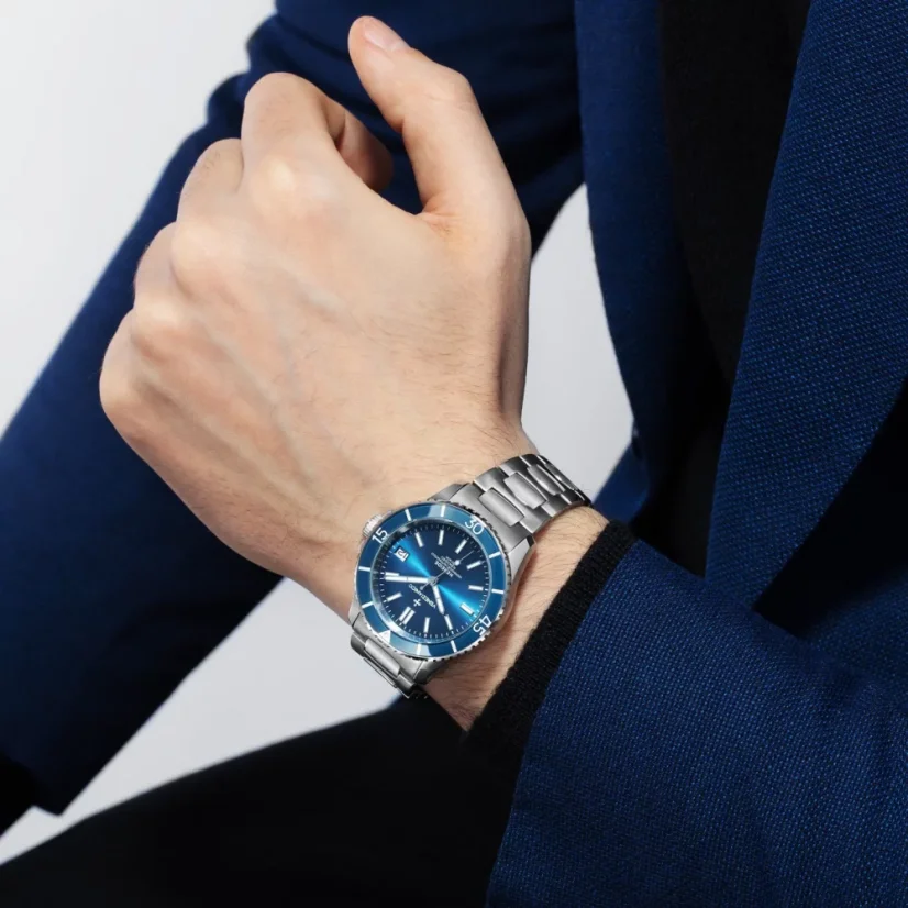 Strieborné pánske hodinky Venezianico s oceľovým pásikom Nereide 3121502C Blue 39MM Automatic