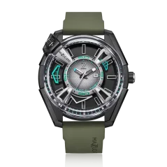 Herrenuhr Mazzucato in Schwarz mit Kautschukarmband LAX Dual Time Black / Green - 48MM Automatic