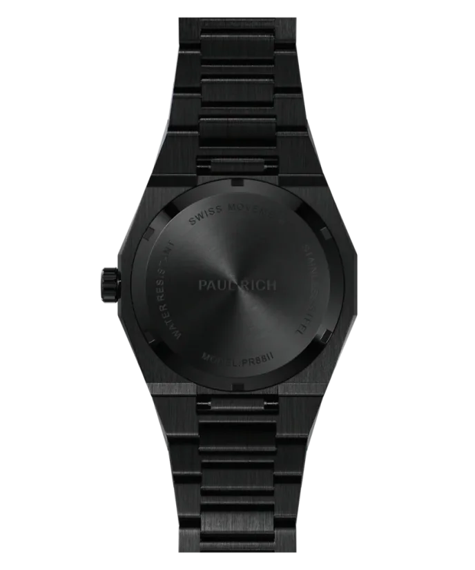 Čierne pánske hodinky Paul Rich s oceľovým pásikom Frosted Star Dust II Moonphase - Black 43MM