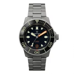 Stříbrné pánské hodinky Draken s ocelovým páskem Tugela – Black 42MM