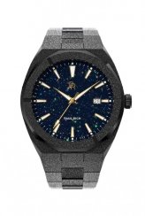 Μαύρο Paul Rich ρολόι ανδρών με ιμάντα από χάλυβα Star Dust Frosted - Black Automatic 45MM