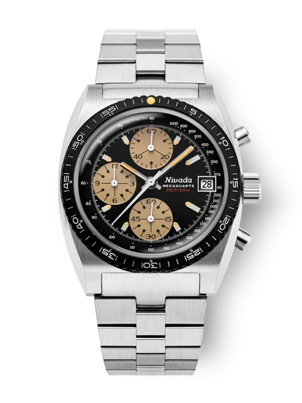 Men's silver Nivada Grenchen watch with steel strap Chronosport