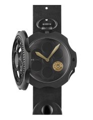 Men's black Mondia watch with leather strap One Shot Dirty Black ZIRCONIA 48MM
