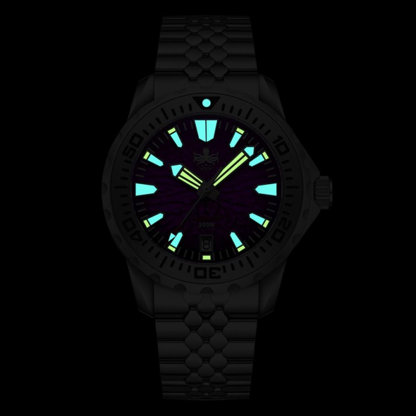Men's silver Phoibos watch with steel strap KRAKEN 200M PY059H Automatic 40MM