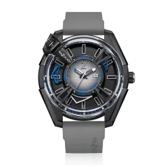 Černé pánské hodinky Mazzucato Watches s gumovým páskem LAX Dual Time Black / Grey - 48MM Automatic