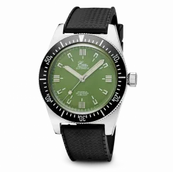 Stříbrné pánské hodinky Eza s koženým páskem 1972 Diver Anniversary Edition Leather - 40MM Automatic