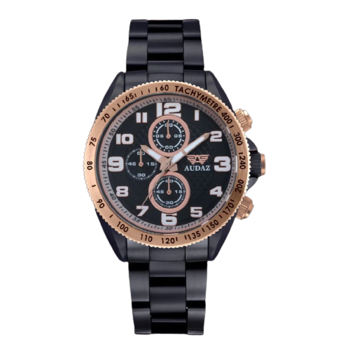 Muški crni sat Audaz Watches s čeličnim remenom Sprinter ADZ-2025-04 - 45MM