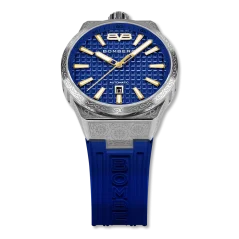 Strieborné pánske hodinky Bomberg Watches s gumovým pásikom MAJESTIC BLUE 43MM Automatic