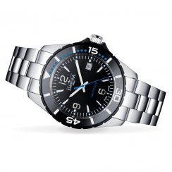 Men's silver Davosa watch with steel strap Nautic Star - Silver/Blue 43,5MM