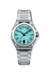 Men's silver Bomberg Watch with steel strap EDGE CYAN 43MM Automatic