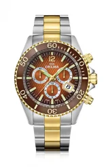 Montre Delma Watches pour homme de couleur argent avec bracelet en acier Santiago Chronograph Silver Gold Red 43MM