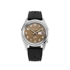 Relógio Praesidus prata para homens com pulseira de borracha Rec Spec - Tropic Rubber 38MM Automatic