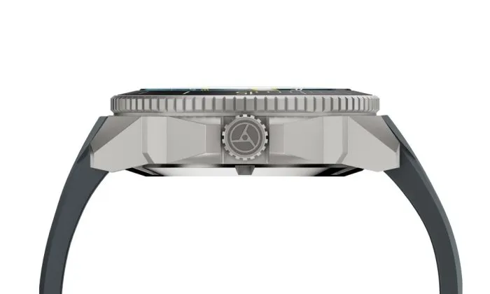 Men's silver Circula Watch with rubber strap DiveSport Titan - Grey / Hardened Titanium 42MM Automatic