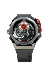 Černé pánské hodinky Mazzucato Watches s gumovým páskem RIM Diamond 01 BK - 48MM Automatic