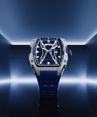 Montre homme Paul Rich Watch couleur argent avec caoutchouc Frosted Astro Day & Date Lunar - Silver / Blue 42,5MM