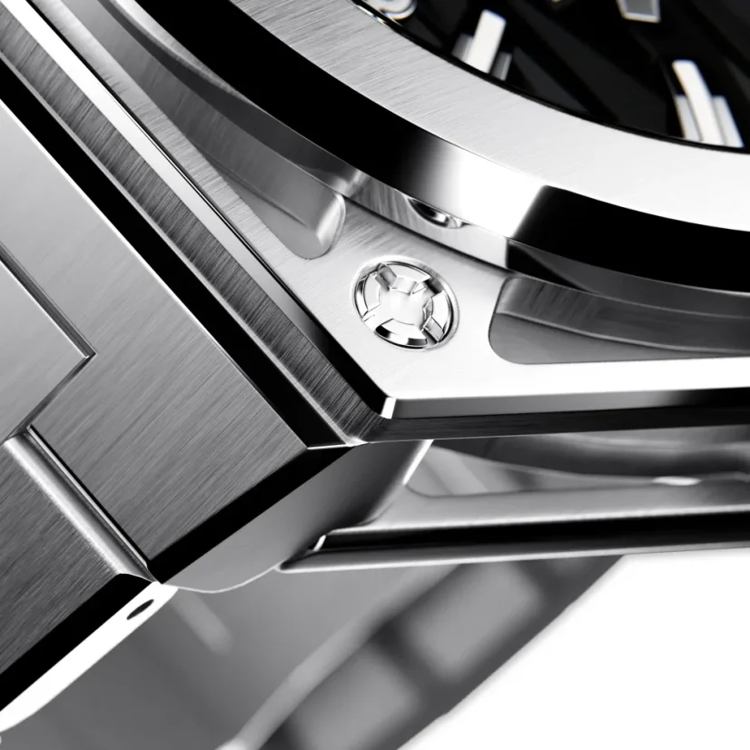 Men's silver Bomberg Watch with steel strap EDGE WHITE 43MM Automatic