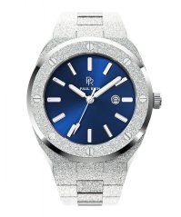 Men's silver Paul Rich Signature watch with steel strap Signature Frosted Barons Blue 45MM