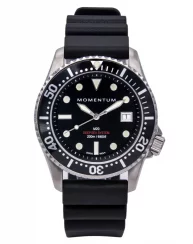 Stříbrné pánské hodinky Momentum s gumovým páskem M20 DSS Diver Black 42MM