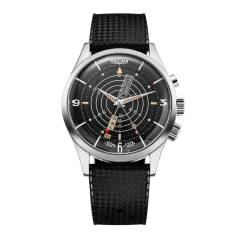 Stříbrné pánské hodinky Vulcain s gumovým páskem Nautical Heritage Black Beige Patina Steel Triple Caseback - Rubber 42MM Automatic