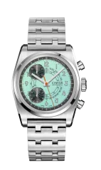 Relógio Cimier pulseira de prata com pulseira de aço para homem 711 HERITAGE CHRONOGRAPH POP AQUA BLUE Steel 39,5MM Automatic