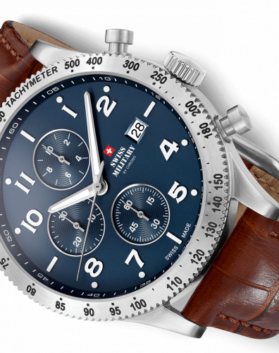 Reloj Swiss Military Hanowa plateado de hombre con correa de piel Sports Chronograph SM34084.06 42mm