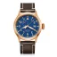 Montre Aquatico Watches pour homme de couleur or avec bracelet en cuir Big Pilot Blue Automatic 43MM