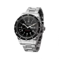 Montre Marathon Watches pour homme en argent avec bracelet en acier Jumbo Day/Date Automatic 46MM